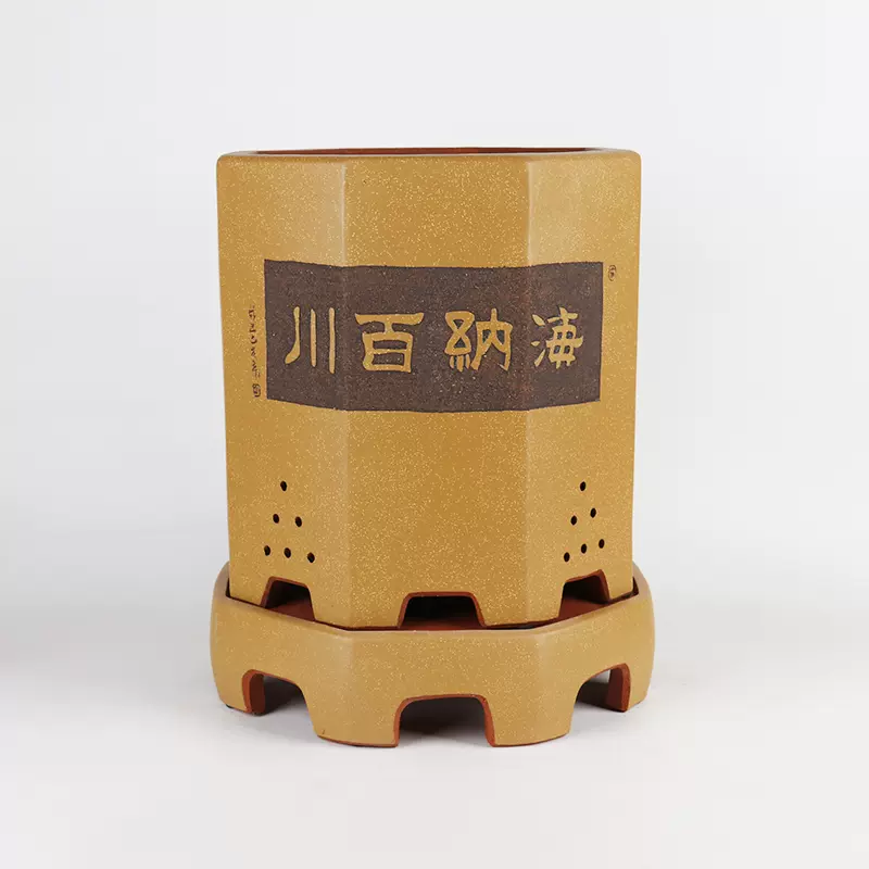 蔓木人紫砂宜兴紫砂花盆大兰花盆手工刻绘精品