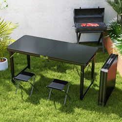 Folding Table for Outdoor Stalls, Small Foldable Portable Aluminum Alloy Camping Outdoor Dining Table and Chairs, Street Stall Table