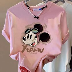 Outlet~ Brand Export Counter Clearance Trendy New Pure Cotton Niche Printed Short-Sleeve T-Shirt for Women