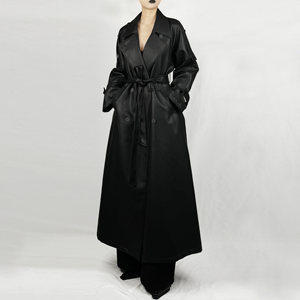 
Jie Yu JIEYU autumn and winter long high-end black double-breasted PU leather windbreaker jacket for women