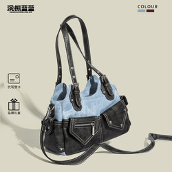 Raccoon Blue Original Niche Motorcycle Underarm Bag for Women 2026 New Spring/Summer Gift for Going Out and Commuting Crossbody Bag