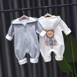 Baby Boy Romper Spring and Autumn Set Newborn Pure Cotton Full-Month Baby Clothes Autumn and Winter Fleece Jumpsuit Crawling Suit for Girls