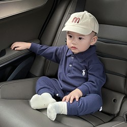 Baby Boy Jumpsuit, Autumn Style, Fashionable Baby Clothes, Spring and Autumn Polo Shirt, Infant Autumn and Winter Fleece-Lined Outerwear
