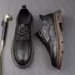 Giày nam màu đen tinh khiết mùa xuân bếp đầu bếp chống thấm nước, chống trơn trượt và chống dầu bảo hộ lao động giày thể thao nam phong cách Anh Quốc giày da công sở