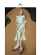 HS ink dyed satin printed skirt 2024 summer women's high-end and mature style yellow split waist skirt