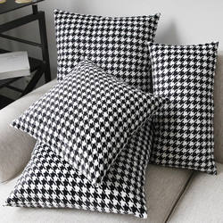 Light Luxury Short-Pile Living Room Sofa Cushion Plaid Large Backrest Houndstooth Pillowcase Without Insert Square Pillow
