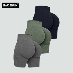 European and American Style Yoga Pants Ab Yarn Shorts High-Waisted Running and Cycling Pants Yoga Shorts Sports Fitness Pants Women's Butt-Lifting Pants