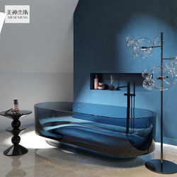 1.6m 1.7m Blue Transparent Resin Free Hotel Villa Club Double Adult Bathtub