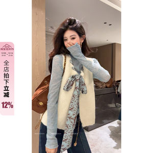 
Lida NEW DADADA [Dancing] Retro style casual tie sleeveless knitted vest for women