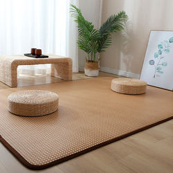 Rattan Woven Mat Carpet for Summer Bedroom Bedside Floor Mat, Household Tatami Living Room Floor Mat, Four-Season Crawling Mat, Non-Slip