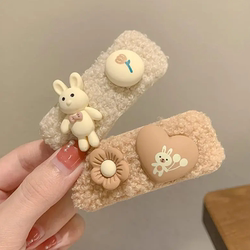 New Autumn and Winter Cute Plush Bear Hair Clip for Women ins Style Bunny Hair Accessory for Girls Student Side Clip