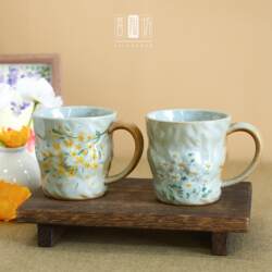 Jingdezhen Ceramic Cup with Underglaze Color Hand-Painted Retro Ceramic Mug Household Water Cup Creative Gift for Girls