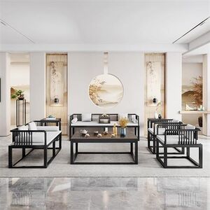 Free shipping minimalist iron office sofa tea table and chair combination rock board small coffee table new Chinese living room kung fu tea table