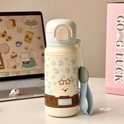 Large-Capacity Thermos Cup for Students, High-Looking Girls' 2026 New Model 316 Stainless Steel Water Cup with Straw