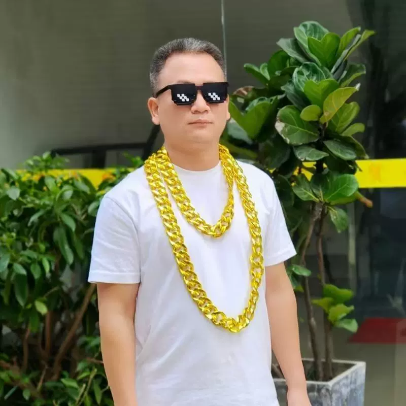 土豪仿真大链子网红社会人塑料抖音男粗夸张道具墨镜项链