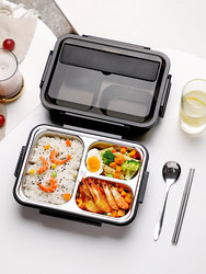 Japanese Gp Office Worker 304 Stainless Steel Microwaveable Lunch Box, Student-Specific Compartmented Bento Box, Insulated Lunch Box