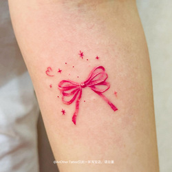 Another Tattoo Pink Sweet Cool Spice Girl Style Bowknot Crayon Painted Tattoo Sticker Buy One Get One Free Waterproof