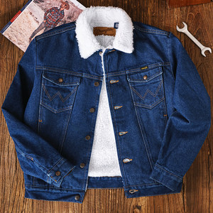 Wrangler American imitation sherpa thickened warm denim jacket men's Western Yellowstone tough guy jacket