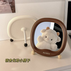 Small Tail Mirror, Cute Makeup Mirror, Desktop Portable, Suitable for Student Dormitories, Home, Office, Tabletop, Standable Vanity Mirror