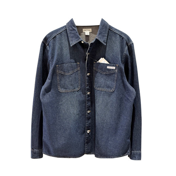 
CK Jeans domestic purchasing agent 2025 autumn and winter new men's standard patch pocket cotton denim shirt 4RD709G