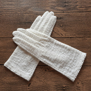 
Reddy Kaou summer new women's sunshade cotton jacquard breathable lace driving thin short finger gloves