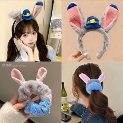 2025 New Cartoon Zootopia Judy Nick Plush Hair Tie Hairpin Sweet and Cute Headband Hair Accessory for Women