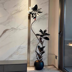 Yunjing Home Furnishings High-End Luxury Artificial Green Plant Black Diamond Rubber Tree Indoor Living Room Decoration with a Sense of Sophistication