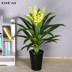 Artificial Dancing Orchid for Living Room Indoor Large Floor-Standing Plant Decoration Flower Pot Plant Brazilian Ironwood Fake Flower Green Plant