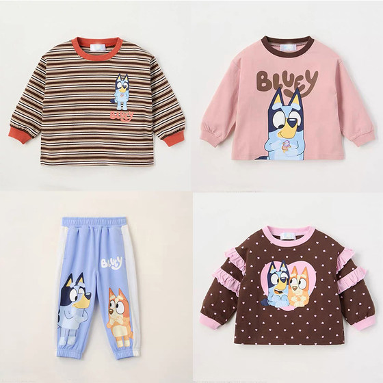 
Original D! 100% cotton cute long-sleeved T-shirt for boys and girls with puppy pattern