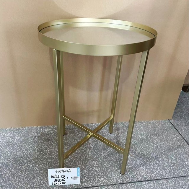 Promotional foreign trade original order simple modern style iron mirror round table gold black 40*61cm