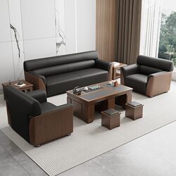 Office Sofa, Simple Modern Business Reception Sofa, Coffee Table Set, Three-Person Manager Reception Sofa