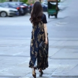 Платье, летний комплект, черная базовая футболка, 2024 года, цветочный принт