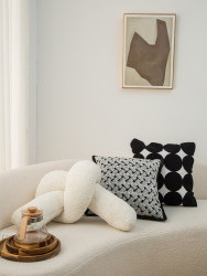 Nordic Minimalist Art Twisted Strip Sofa Cushion Black and White Pillow ins Style Model Room Cushion Pillow Cover
