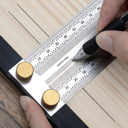 Hole Ruler Carpenter's Marking Tool Woodworking Tool Set Line Ruler Stainless Steel Hole Ruler Marking Gauge Support Ruler