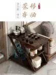 Di động bàn trà nhỏ bàn trà ấm đun nước tích hợp hộ gia đình bằng gỗ chắc chắn xe đẩy trà phòng khách bàn sofa bên tủ bộ trà khay bàn trà tròn gỗ bàn trà tròn đôi Bàn trà