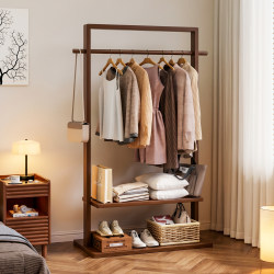 Minimalist Floor-Standing Clothes Rack for Bedroom, Made of Rubberwood, Nordic Style Coat Rack for Home, Living Room, Hotel, New Chinese Style Clothes Rack