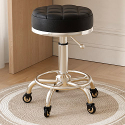 Adjustable Swivel Chair, Round Stool, Hairdressing and Manicure Chair, Beauty Stool with Wheels, Barber Shop Chair, Beauty Salon Dedicated Round Stool