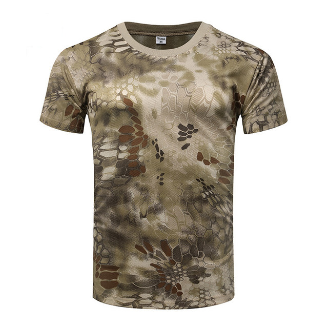 New python pattern camouflage T-shirt summer short-sleeved mesh quick ...