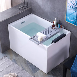 Small-Sized Deep Acrylic Bathtub for Home Use, Integrated Freestanding Small Apartment Bathtub 0.9- 1.5m Trendy Bathtub Tub