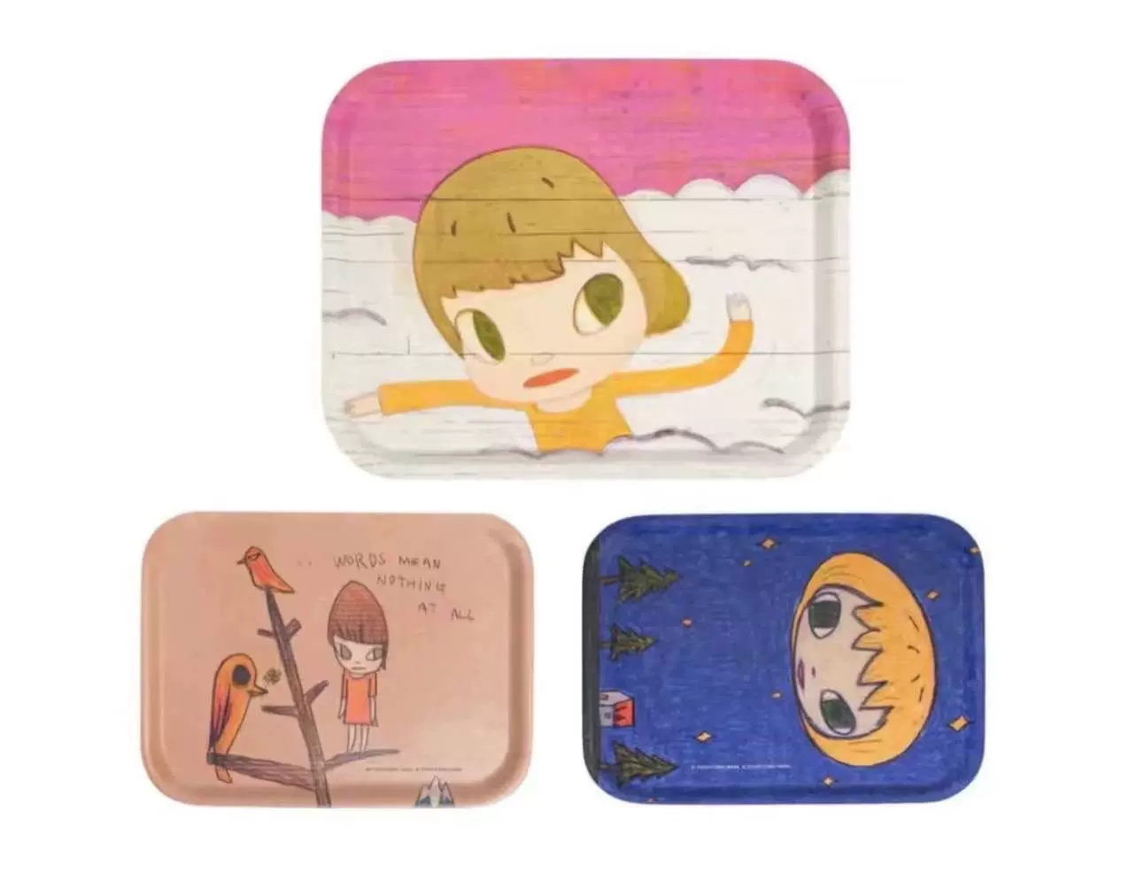 奈良美智HOW2WORK Art Tray 木盘系列餐盘油画艺术家日本限定-Taobao