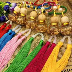 Gold Foil Gourd Tassel Car Glass Pendant Rearview Mirror Safe Gourd Essential Oil Car Hanging Car Gift Accessories
