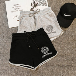 Pure Cotton Embroidered American-Style Sports Shorts for Women, Summer A-Line Loose High-Waisted Shorts That Make Legs Look Longer, Suitable for Home Wear and Sleepwear