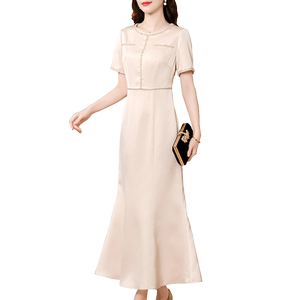 
Xiangnifen acetate high-end mother-in-law wedding dress young and fashionable 2025 new high-waist slim dress for women