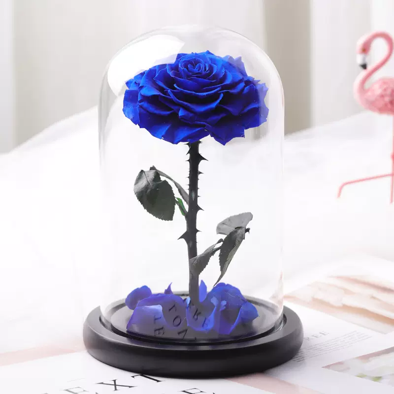 永生花蓝色妖姬蓝玫瑰真花礼盒花束干花送男朋友