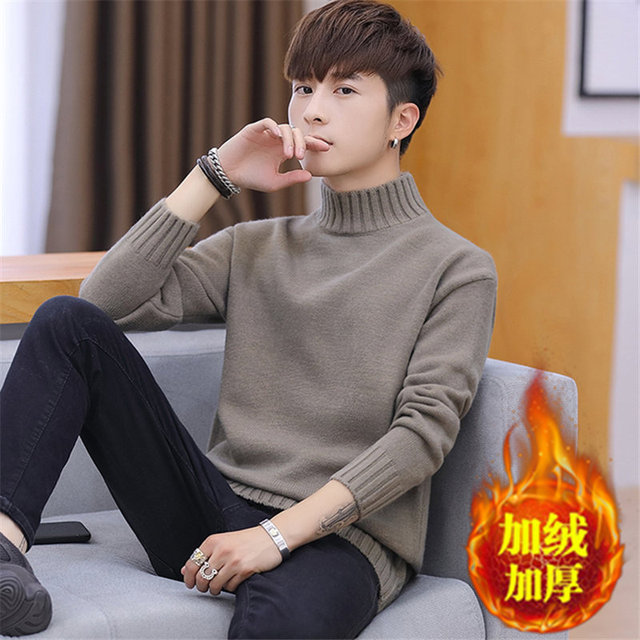 Half Turtleneck Sweater Men's Thick Section Autumn and Winter Loose ...