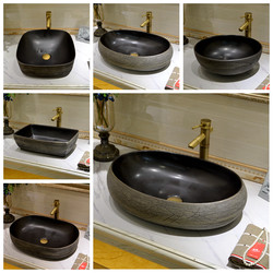 Antique Ceramic Countertop Basin, Retro Wash Basin, Small Size Artistic Wash Basin, Black Single Basin for Bathroom, Home Use