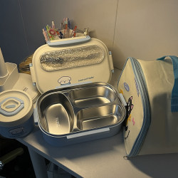 Kangchu Yijia Lunch Box, Microwaveable, New Model Bento Box, Three-Compartment Lunch Box for Elementary School Students and Office Workers