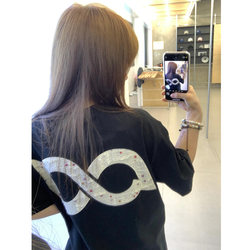 American-Style Trendy High-Street Black Pure Cotton Short-Sleeve T-Shirt for Women, Summer Couple's Niche Design, Loose Half-Sleeve Top