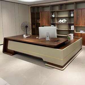 
New Chinese style solid wood desk boss desk North American black walnut executive desk light luxury modern high-end executive desk