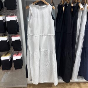 
Current single women's cotton and linen striped layered waist dress sleeveless 2026 spring and summer new style 484787 482788